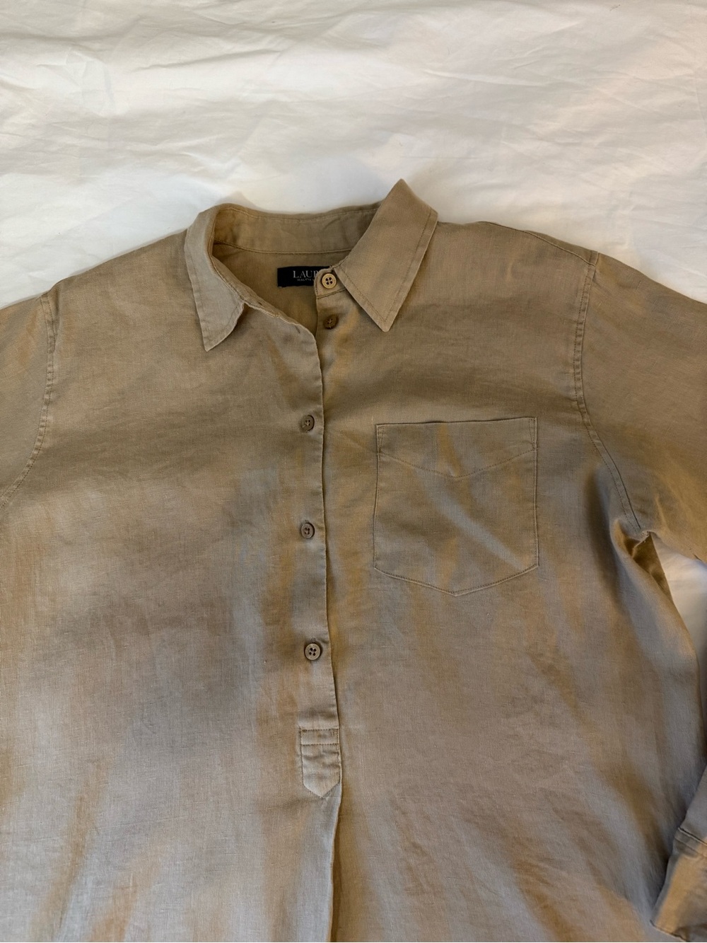 LRL Ralph Lauren Linen Tunic Top Womens Size Large Popover Lagenlook VTG - Picture 2 of 10